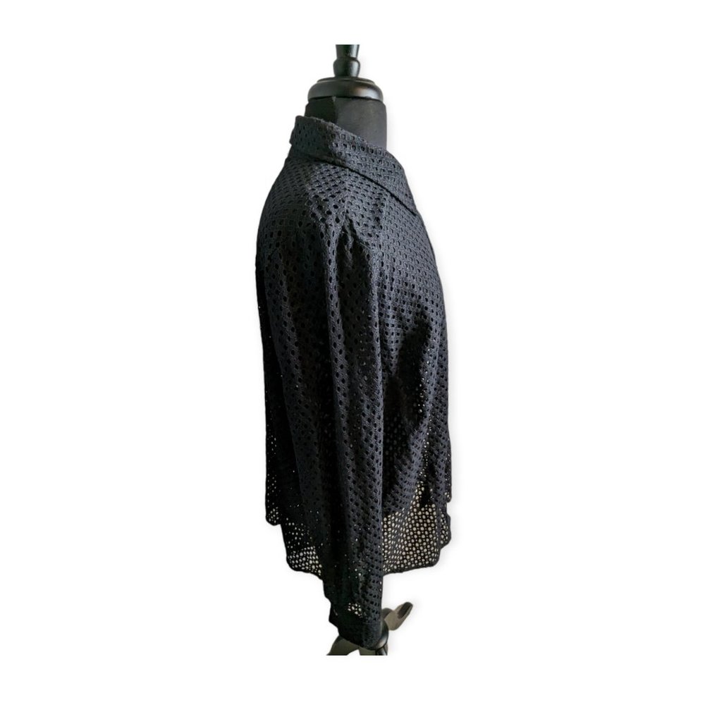 Qvc Black Button Front Long Sleeve Top Size Xl — image 6 of 8